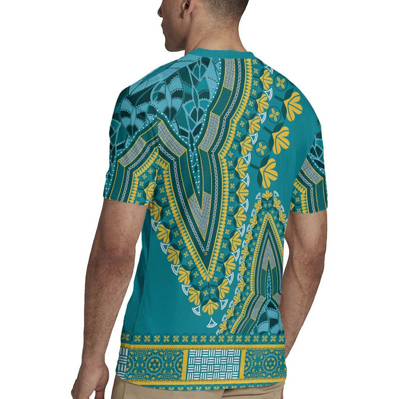 African Dashiki Luxury Teal Rugby Jersey