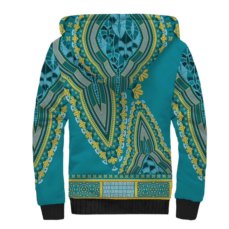 African Dashiki Luxury Teal Sherpa Hoodie