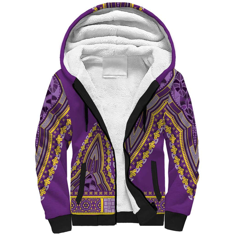 African Dashiki Luxury Violet Sherpa Hoodie