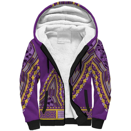 African Dashiki Luxury Violet Sherpa Hoodie