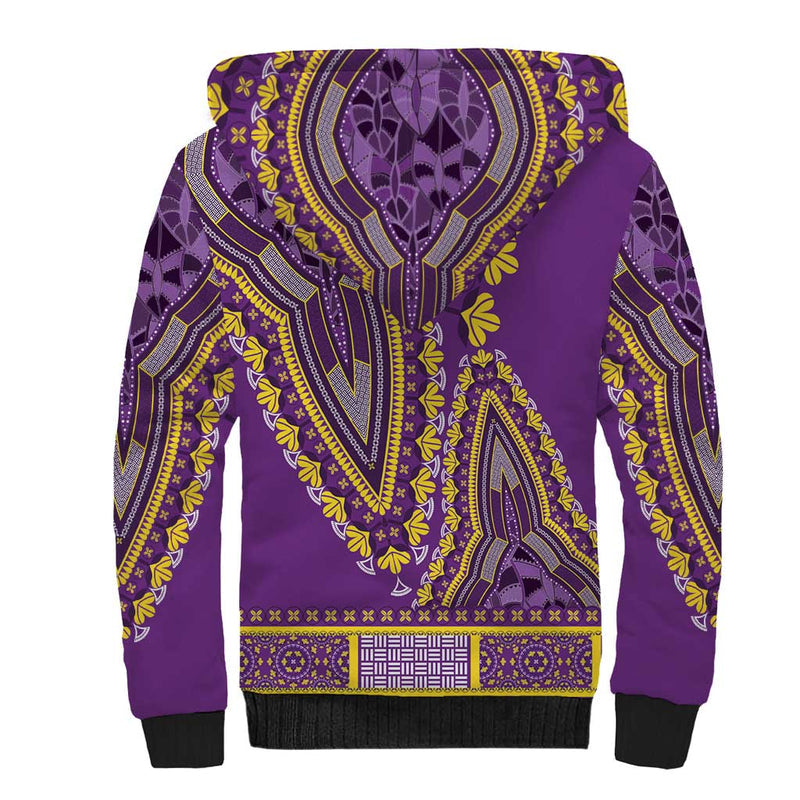 African Dashiki Luxury Violet Sherpa Hoodie