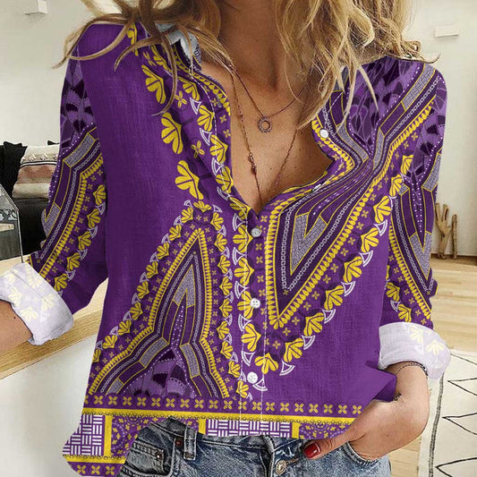 African Dashiki Luxury Violet Women Casual Shirt
