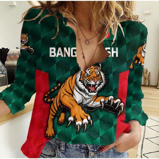 (Custom Personalised) Bangladesh Cricket Special Style The Tigers Women Casual Shirt
