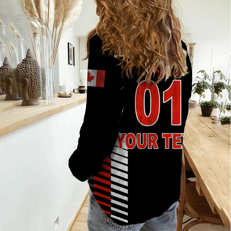 (Custom Personalised) Canada Cricket Maple Leaf Unique Style - Black Women Casual Shirt