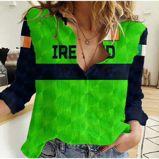 (Custom Personalised) Ireland Cricket Special Style Women Casual Shirt
