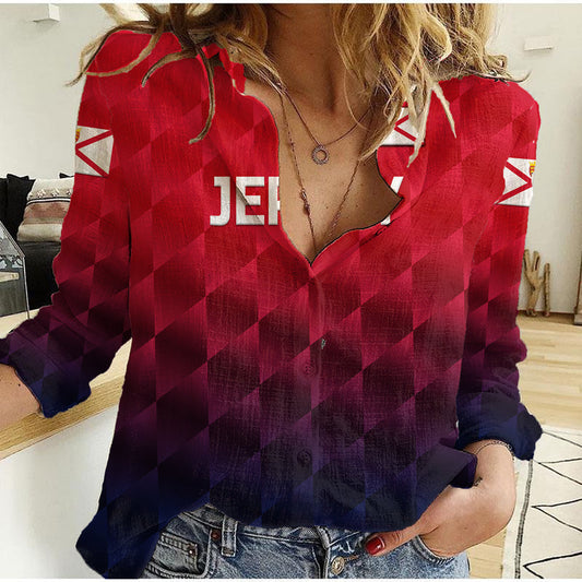 (Custom Personalised) The Bailiwick of Jersey Cricket Unique Style - Red NO.1 Women Casual Shirt