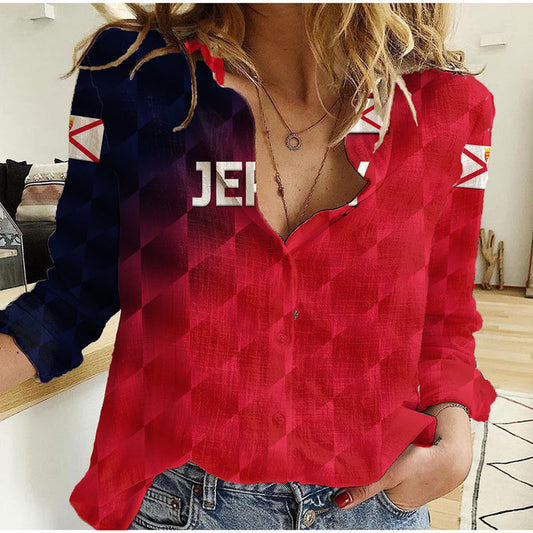 (Custom Personalised) The Bailiwick of Jersey Cricket Unique Style - Red NO.2 Women Casual Shirt