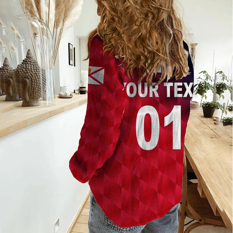 (Custom Personalised) The Bailiwick of Jersey Cricket Unique Style - Red NO.2 Women Casual Shirt