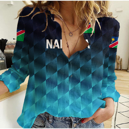 (Custom Personalised) Namibia Cricket Unique Style - Blue Women Casual Shirt