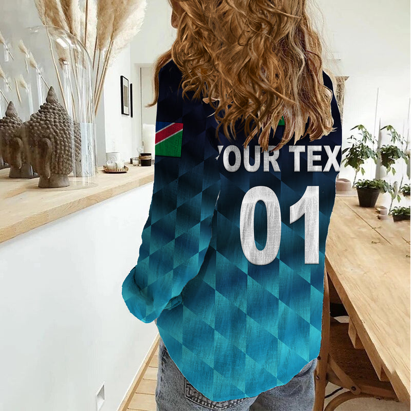 (Custom Personalised) Namibia Cricket Unique Style - Blue Women Casual Shirt