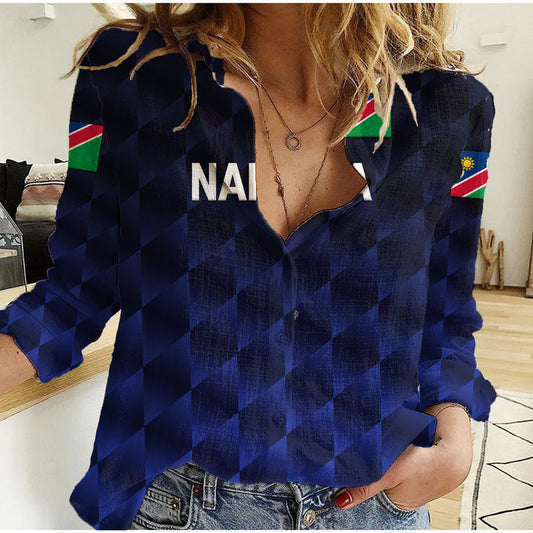 (Custom Personalised) Namibia Cricket Unique Style - Navy Women Casual Shirt