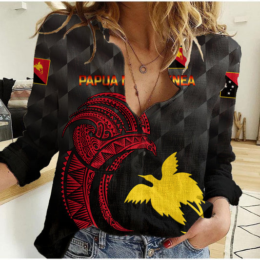 (Custom Personalised) Papua New Guinea Barramundis Cricket Birds Of Paradise Paradisaea Raggiana Original - Black Women Casual Shirt