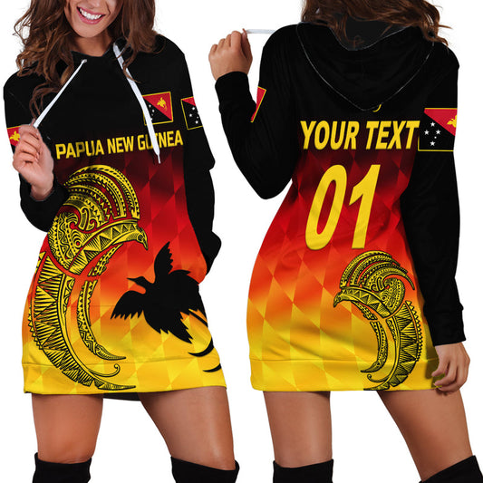 (Custom Personalised) Papua New Guinea Barramundis Cricket Birds Of Paradise Paradisaea Raggiana Original - Gradient Flag Vibes Hoodie Dress