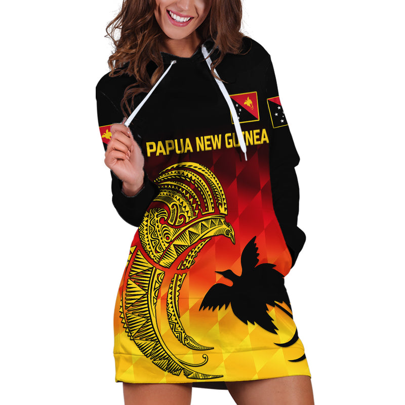 (Custom Personalised) Papua New Guinea Barramundis Cricket Birds Of Paradise Paradisaea Raggiana Original - Gradient Flag Vibes Hoodie Dress