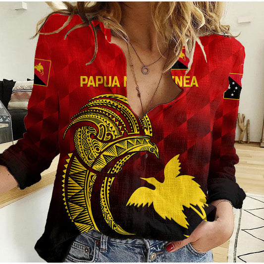 (Custom Personalised) Papua New Guinea Barramundis Cricket Birds Of Paradise Paradisaea Raggiana Original - Red Women Casual Shirt