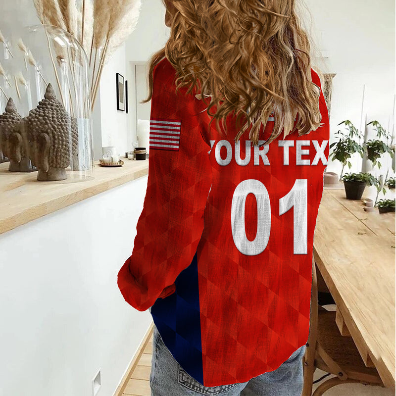 (Custom Personalised) United States National Cricket Team USA Cricket Red Women Casual Shirt