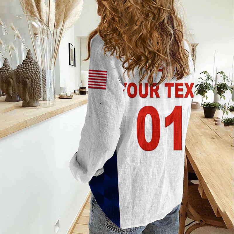 (Custom Personalised) United States National Cricket Team USA Cricket White Women Casual Shirt