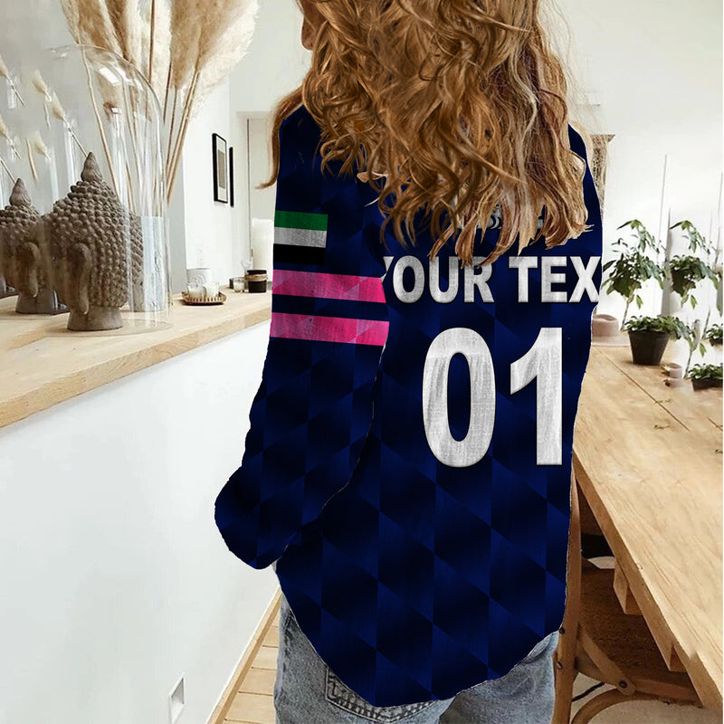 (Custom Personalised) United Arab Emirates UAE Cricket Falcon Unique - Navy Women Casual Shirt