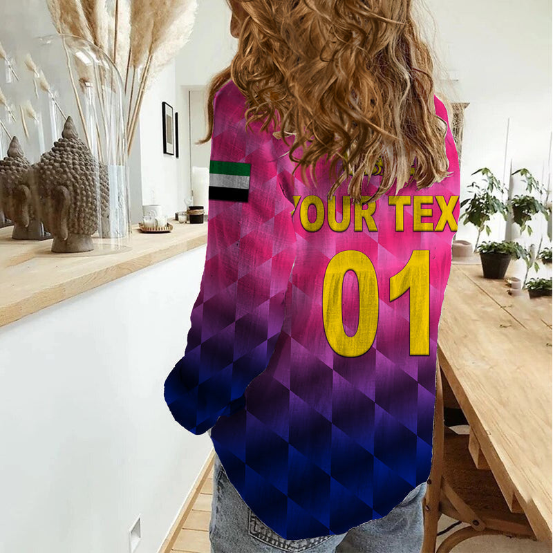 (Custom Personalised) United Arab Emirates UAE Cricket Falcon Unique - Pink Women Casual Shirt