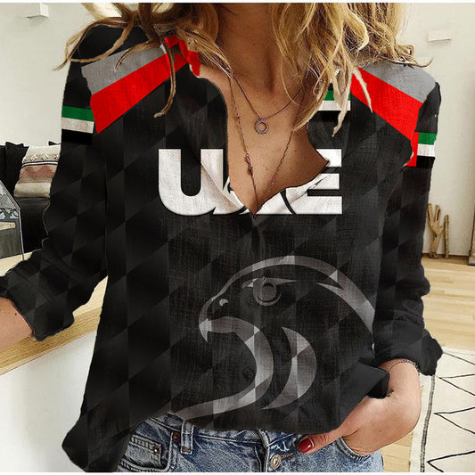 (Custom Personalised) United Arab Emirates UAE Cricket Falcon Special - Black Women Casual Shirt