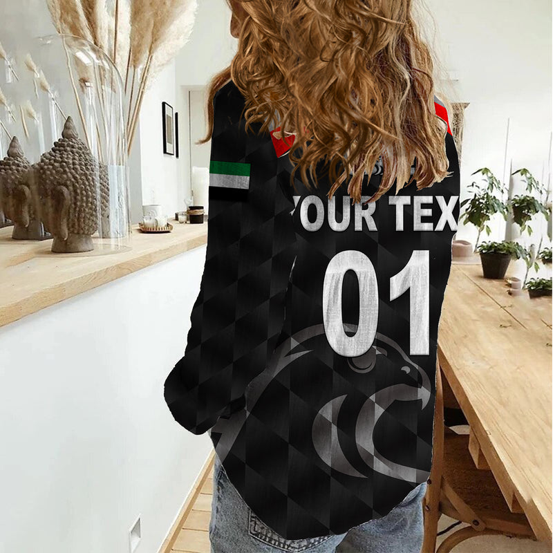 (Custom Personalised) United Arab Emirates UAE Cricket Falcon Special - Black Women Casual Shirt