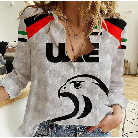 (Custom Personalised) United Arab Emirates UAE Cricket Falcon Special - Grey Women Casual Shirt