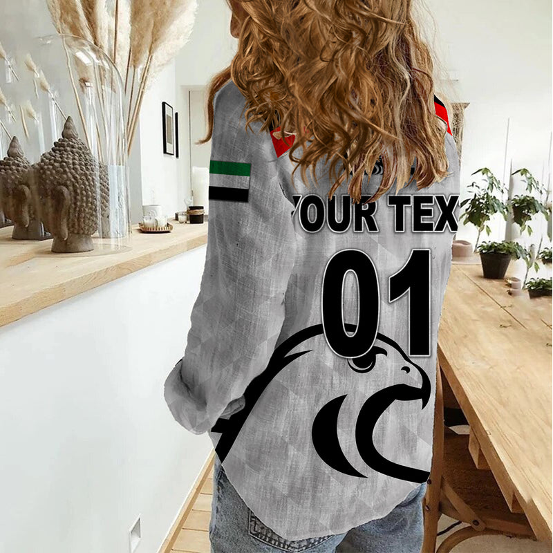 (Custom Personalised) United Arab Emirates UAE Cricket Falcon Special - Grey Women Casual Shirt