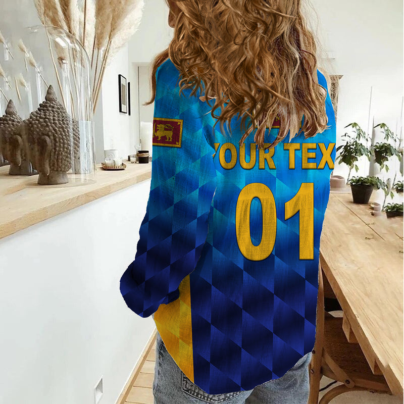 (Custom Personalised) Sri Lanka Cricket The Lions Unique - Gradient Blue Women Casual Shirt