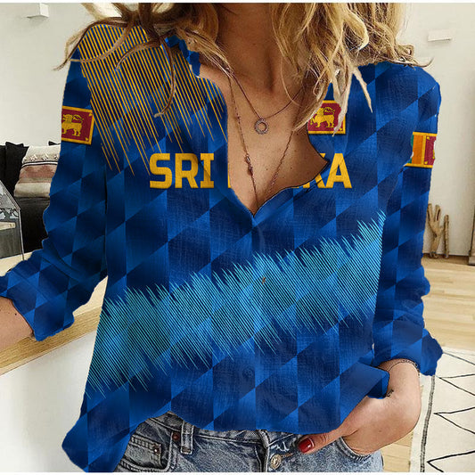 (Custom Personalised) Sri Lanka Cricket The Lions Special - Blue Women Casual Shirt