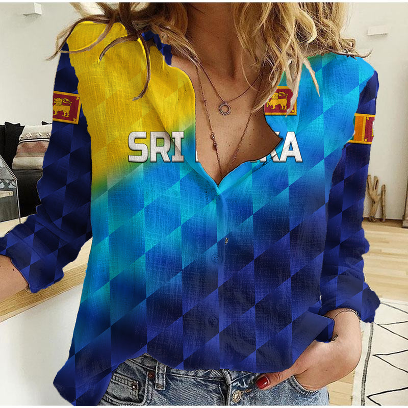 (Custom Personalised) Sri Lanka Cricket The Lions Special - Gradient Blue Women Casual Shirt