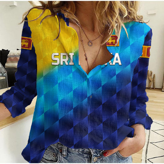 (Custom Personalised) Sri Lanka Cricket The Lions Special - Gradient Blue Women Casual Shirt