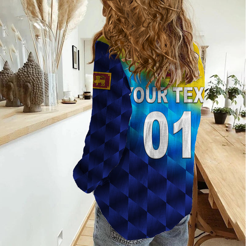 (Custom Personalised) Sri Lanka Cricket The Lions Special - Gradient Blue Women Casual Shirt