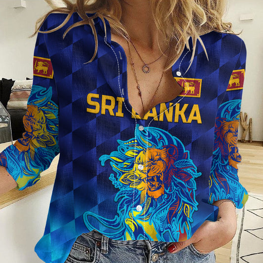 (Custom Personalised) Sri Lanka Cricket The Lions Pride Version - Blue Women Casual Shirt