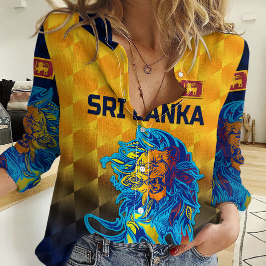 (Custom Personalised) Sri Lanka Cricket The Lions Pride Version - Yellow Women Casual Shirt