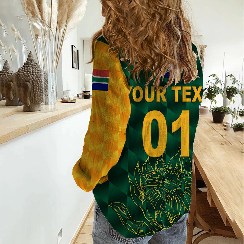 (Custom Personalised) South Africa Proteas Cricket Simple - Green Women Casual Shirt