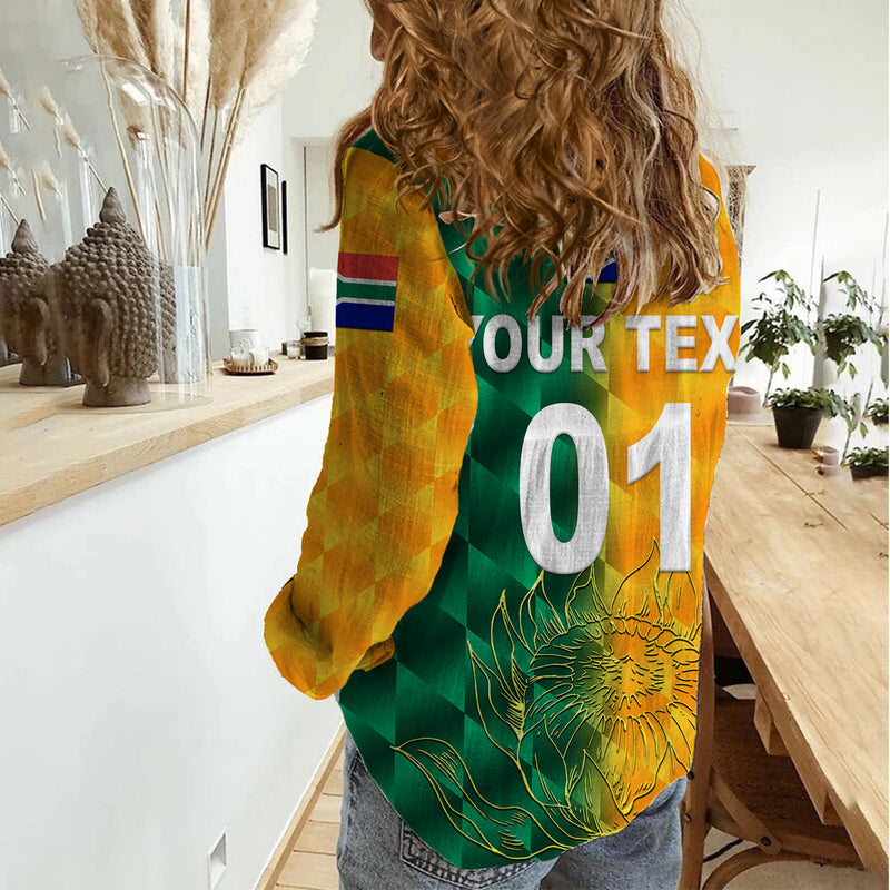 (Custom Personalised) South Africa Proteas Cricket Simple - Yellow Women Casual Shirt