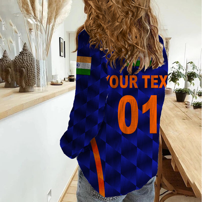 (Custom Personalised) India Cricket Men In Blue Unique - Blue Women Casual Shirt
