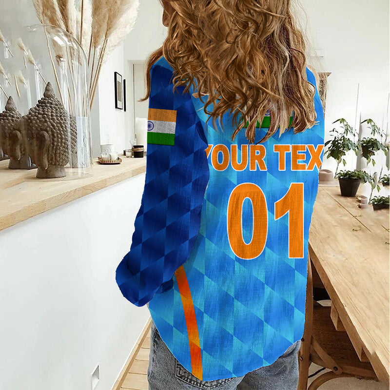 (Custom Personalised) India Cricket Men In Blue Unique - Light Blue Women Casual Shirt