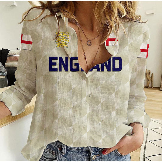 (Custom Personalised) England Cricket Unique - Beige Women Casual Shirt