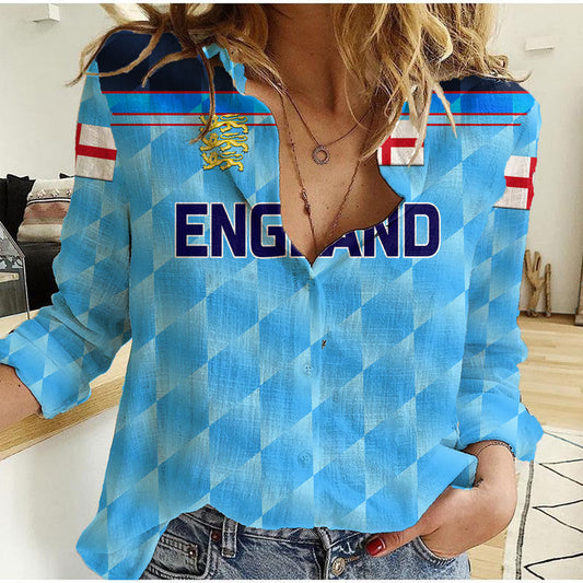 (Custom Personalised) England Cricket Unique - Blue Women Casual Shirt
