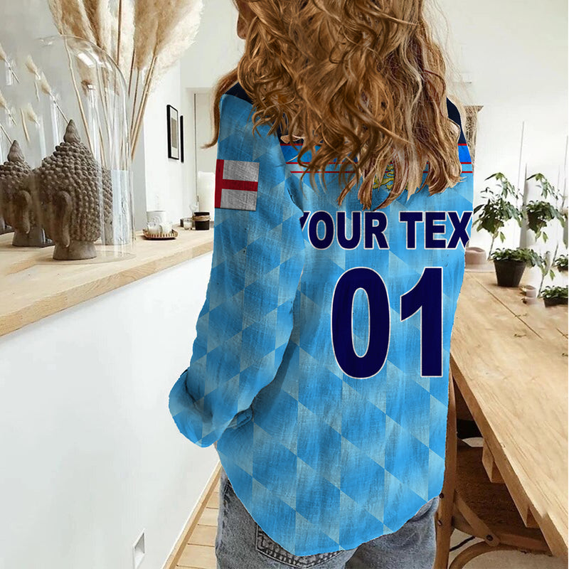 (Custom Personalised) England Cricket Unique - Blue Women Casual Shirt