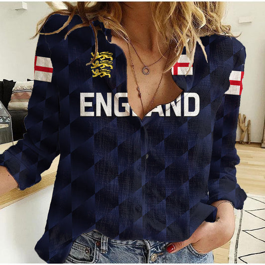 (Custom Personalised) England Cricket Unique - Navy Women Casual Shirt