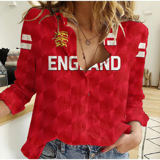 (Custom Personalised) England Cricket Unique - Red Women Casual Shirt