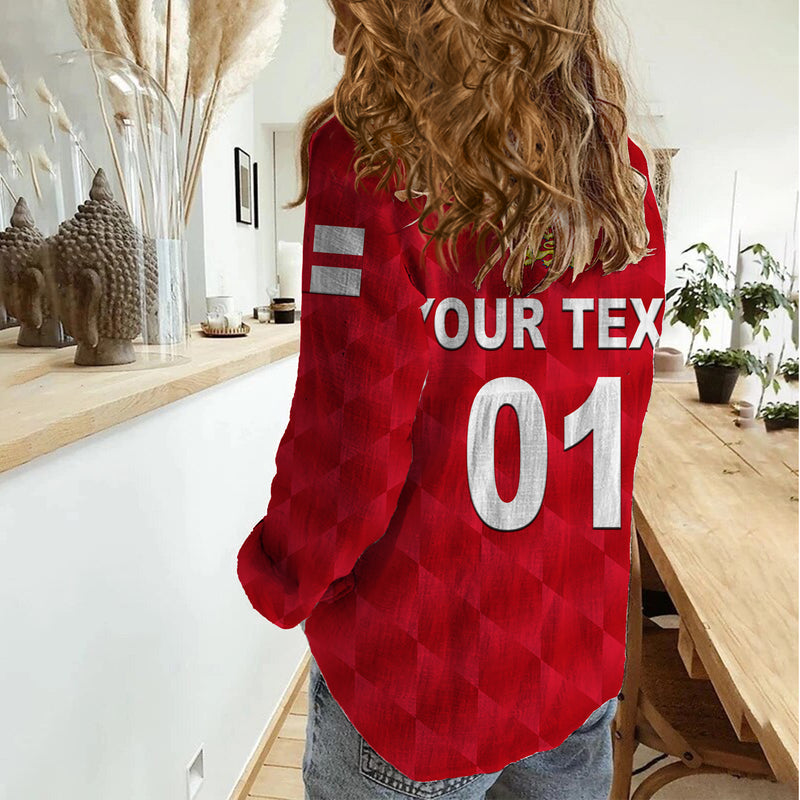 (Custom Personalised) England Cricket Unique - Red Women Casual Shirt
