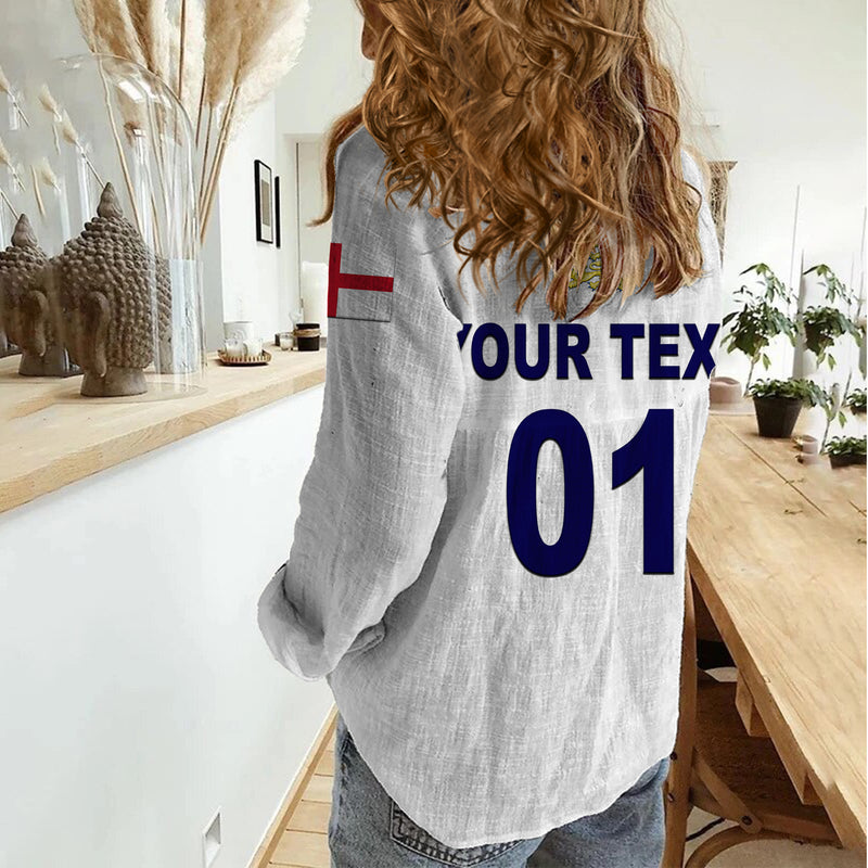 (Custom Personalised) England Cricket Unique - White Women Casual Shirt
