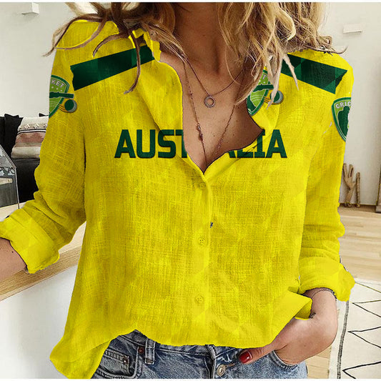 (Custom Personalised) Australia Cricket Aussie Unique - Yellow Women Casual Shirt