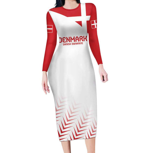 Custom Denmark Football Come On Danish Dynamite Long Sleeve Bodycon Dress