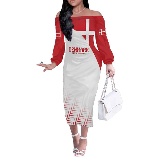 Custom Denmark Football Come On Danish Dynamite Off The Shoulder Long Sleeve Dress