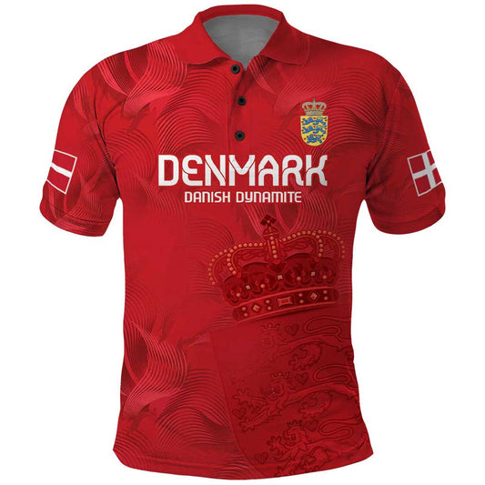 Custom Denmark Football With Coat of Arm Polo Shirt