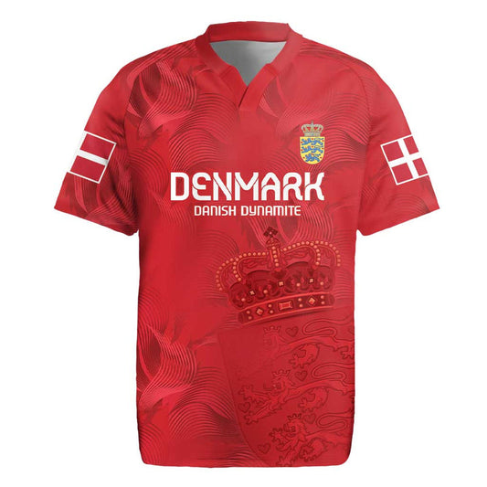 Custom Denmark Football With Coat Of Arm Rugby Jersey